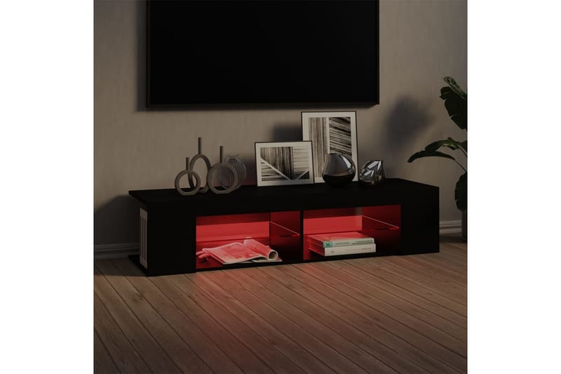 tv-bord med LED-lys 135x39x30 cm sort - Sort - Møbler - TV borde & mediemøbler - TV-borde