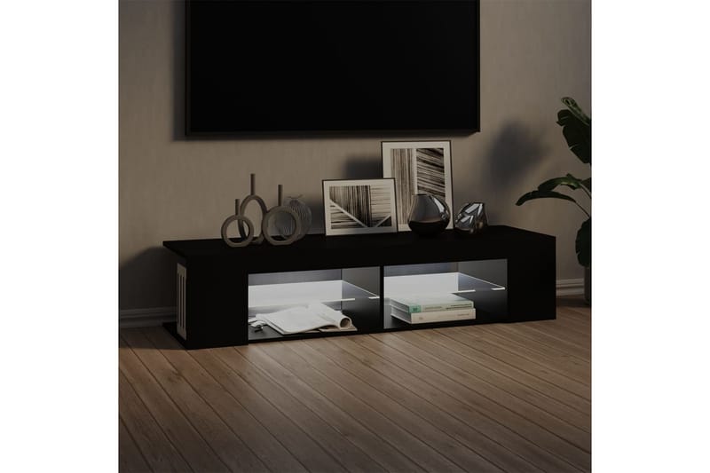 tv-bord med LED-lys 135x39x30 cm sort - Sort - Møbler - TV borde & mediemøbler - TV-borde