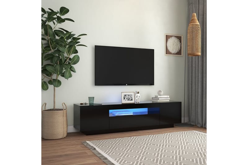tv-bord med LED-lys 160x35x40 cm sort - Sort - Møbler - TV borde & mediemøbler - TV-borde