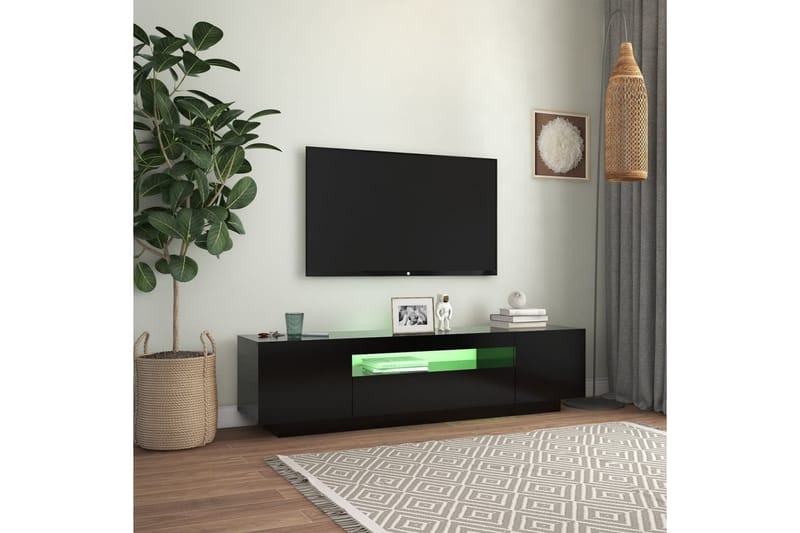 tv-bord med LED-lys 160x35x40 cm sort - Sort - Møbler - TV borde & mediemøbler - TV-borde