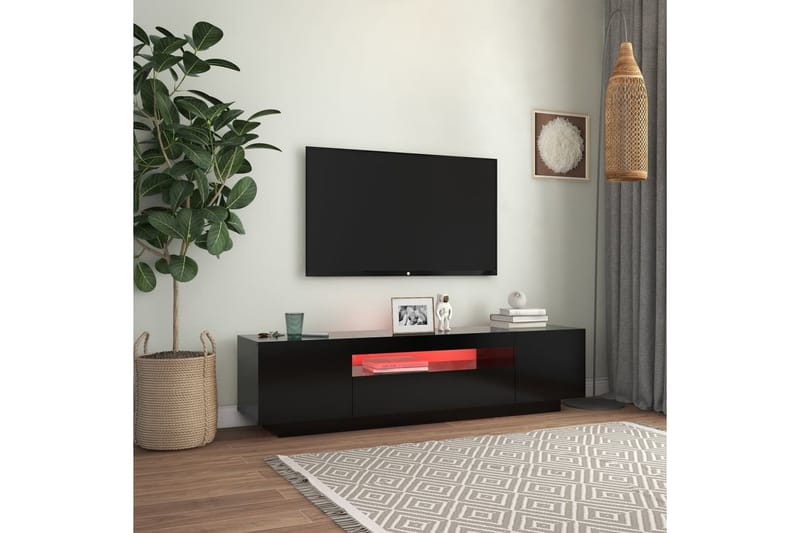 tv-bord med LED-lys 160x35x40 cm sort - Sort - Møbler - TV borde & mediemøbler - TV-borde