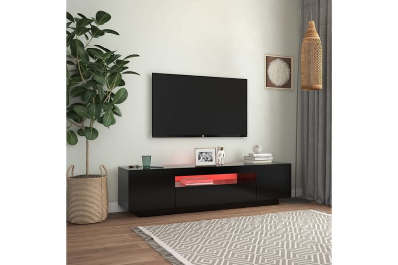 tv-bord med LED-lys 160x35x40 cm sort - Sort - TV-borde