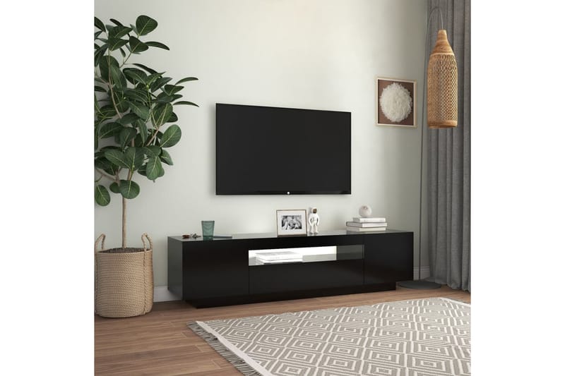 tv-bord med LED-lys 160x35x40 cm sort - Sort - Møbler - TV borde & mediemøbler - TV-borde