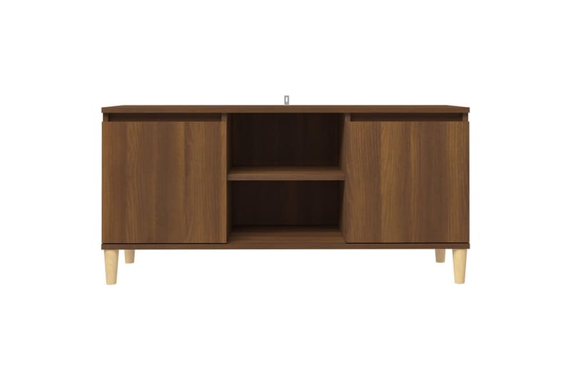 tv-bord med massive træben 103,5x35x50 cm brun egetræsfarve - Brun - TV-borde