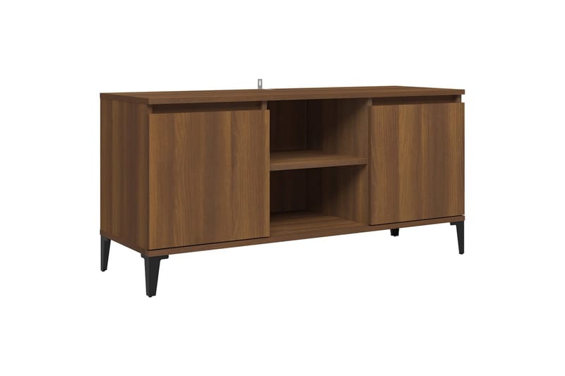 tv-bord med metalben 103,5x35x50 cm brun egetræsfarve - Brun - Møbler - TV borde & mediemøbler - TV-borde