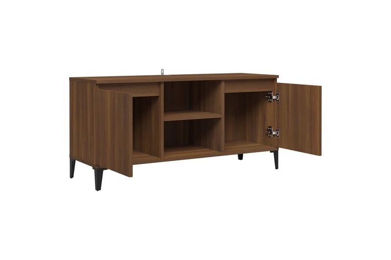 tv-bord med metalben 103,5x35x50 cm brun egetræsfarve - Brun - TV-borde