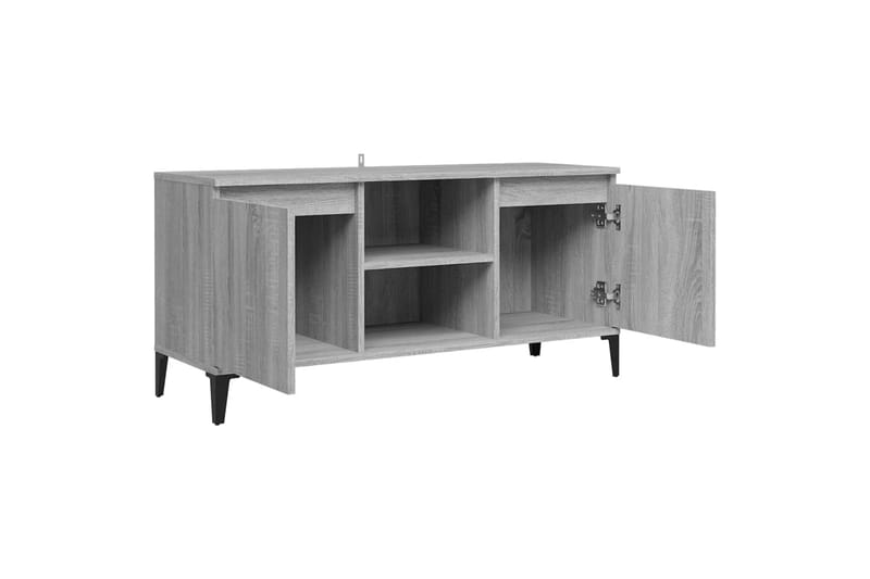 tv-bord med metalben 103,5x35x50 cm grå sonoma-eg - Grå - TV-borde