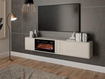tv-bord TV-bord PHILIPPE 190 med pejs beige - Møbler - TV borde & mediemøbler - TV-borde