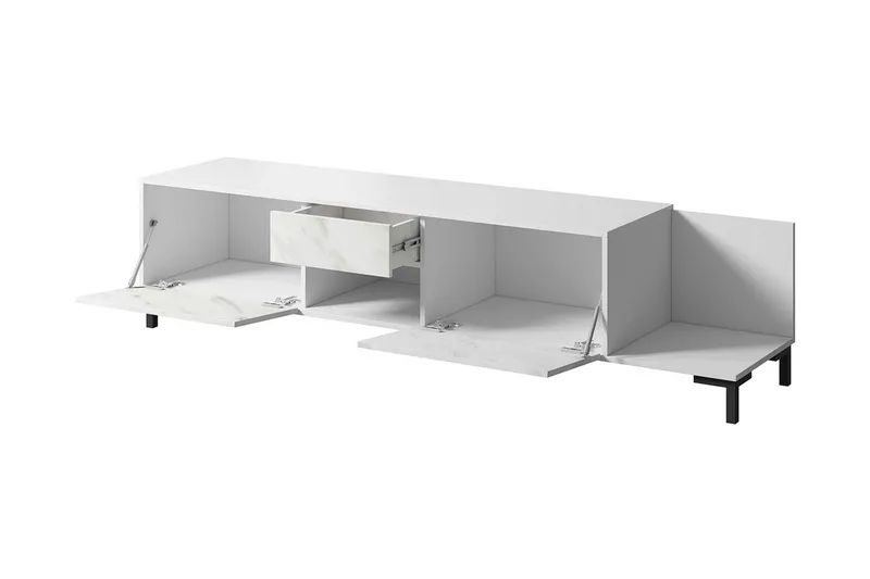 Tv Gulvstående Tv-bord 195 cm med Opbevaring i Træ - Hvid - Møbler - TV borde & mediemøbler - TV-borde