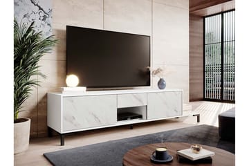 Tv Gulvstående Tv-bord 195 cm med Opbevaring i Træ - Hvid - Møbler - TV borde & mediemøbler - TV-borde
