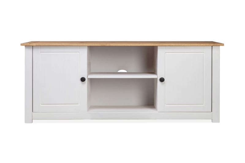 Tv-skænk 120 x 40 x 50 cm massivt fyrretræ Panama hvid - Hvid - Møbler - TV borde & mediemøbler - TV-borde