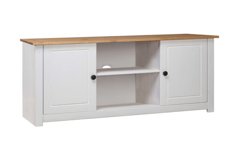 Tv-skænk 120 x 40 x 50 cm massivt fyrretræ Panama hvid - Hvid - Møbler - TV borde & mediemøbler - TV-borde