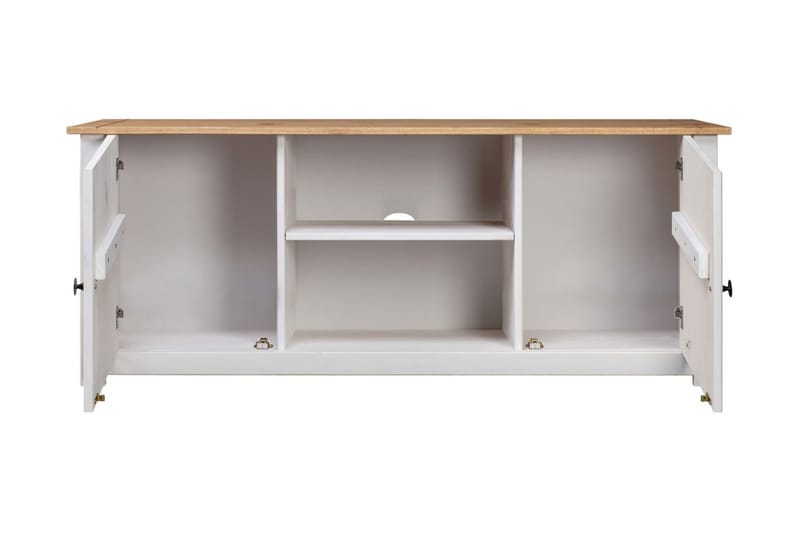 Tv-skænk 120 x 40 x 50 cm massivt fyrretræ Panama hvid - Hvid - Møbler - TV borde & mediemøbler - TV-borde