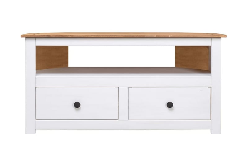 Tv-skænk 93 x 55 x 49 cm massivt fyrretræ Panama hvid - Hvid - Møbler - TV borde & mediemøbler - TV-borde