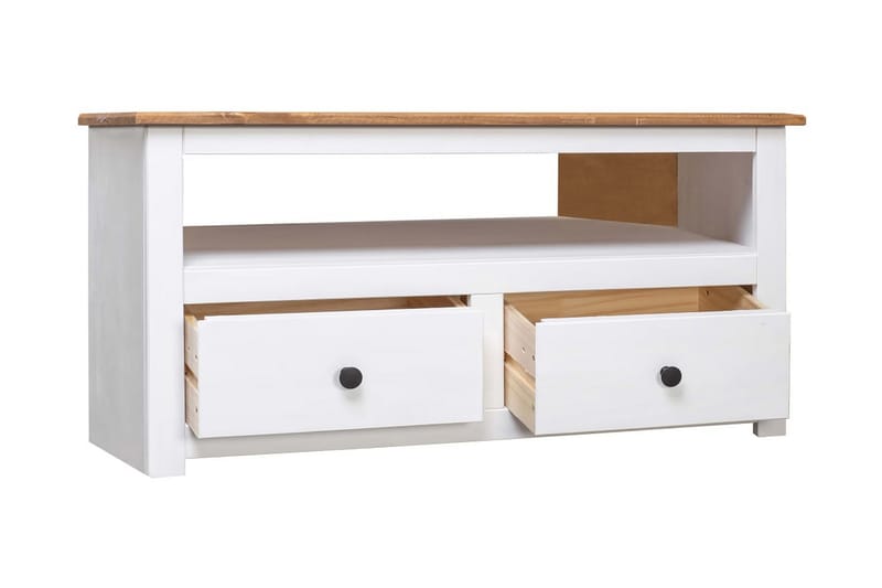 Tv-skænk 93 x 55 x 49 cm massivt fyrretræ Panama hvid - Hvid - Møbler - TV borde & mediemøbler - TV-borde