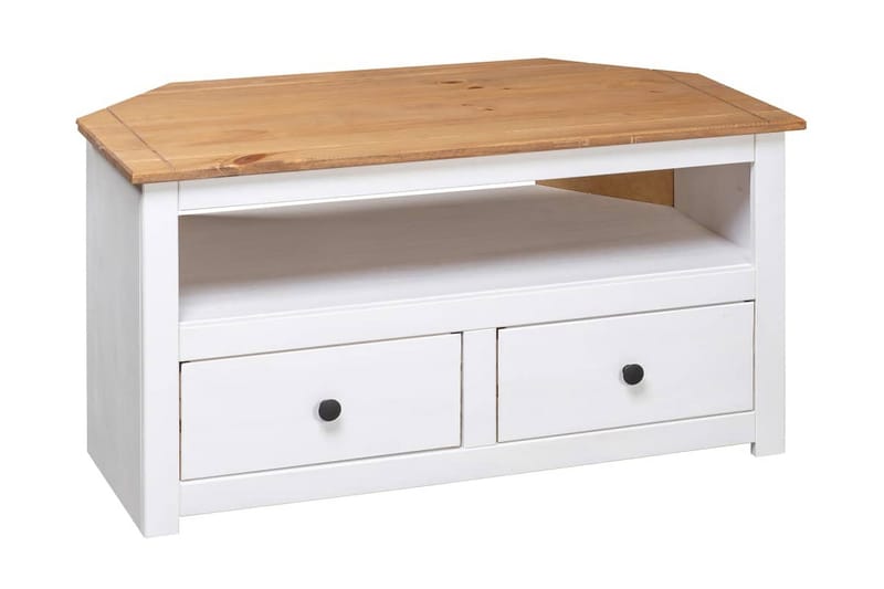 Tv-skænk 93 x 55 x 49 cm massivt fyrretræ Panama hvid - Hvid - Møbler - TV borde & mediemøbler - TV-borde