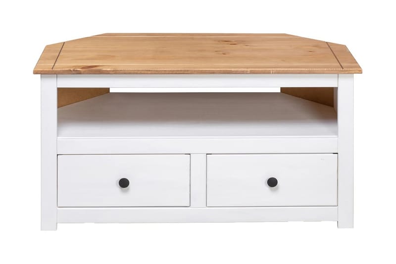 Tv-skænk 93 x 55 x 49 cm massivt fyrretræ Panama hvid - Hvid - Møbler - TV borde & mediemøbler - TV-borde