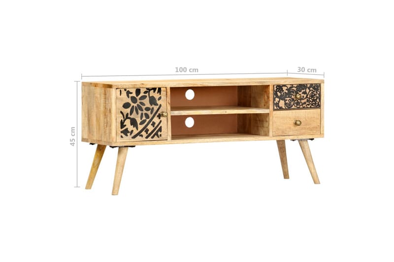 Tv-Skab 100 X 30 X 45 cm Massivt Mangotræ - Brun - Møbler - TV borde & mediemøbler - TV-borde