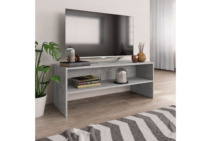 Tv-skab 100 x 40 x 40 cm spånplade betongrå - Grå - TV-borde
