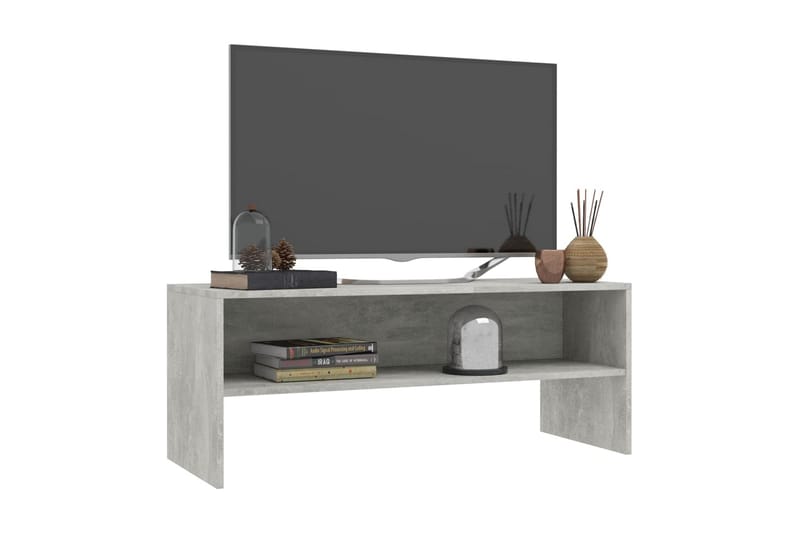 Tv-skab 100 x 40 x 40 cm spånplade betongrå - Grå - TV-borde