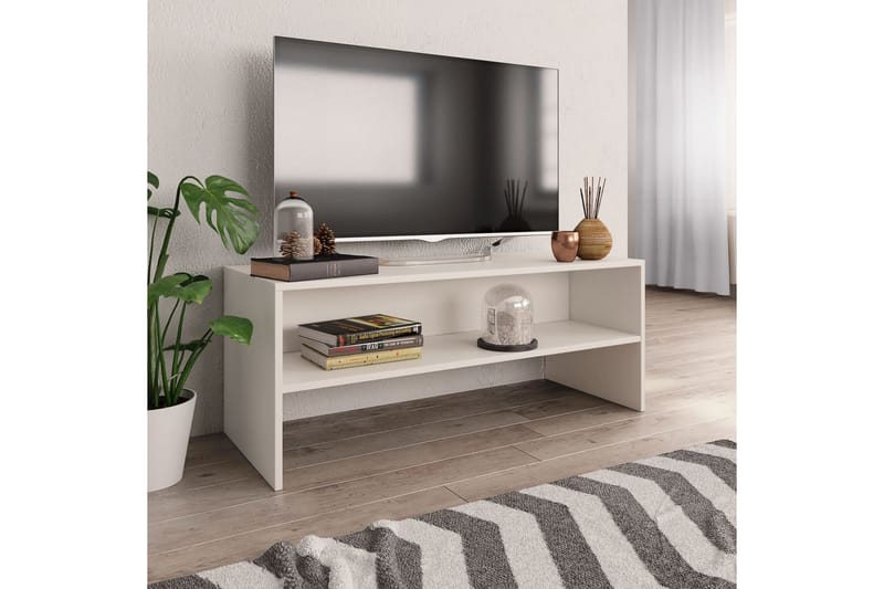 Tv-Skab 100 X 40 X 40 Cm Spånplade Hvid - Hvid - Møbler - TV borde & mediemøbler - TV-borde