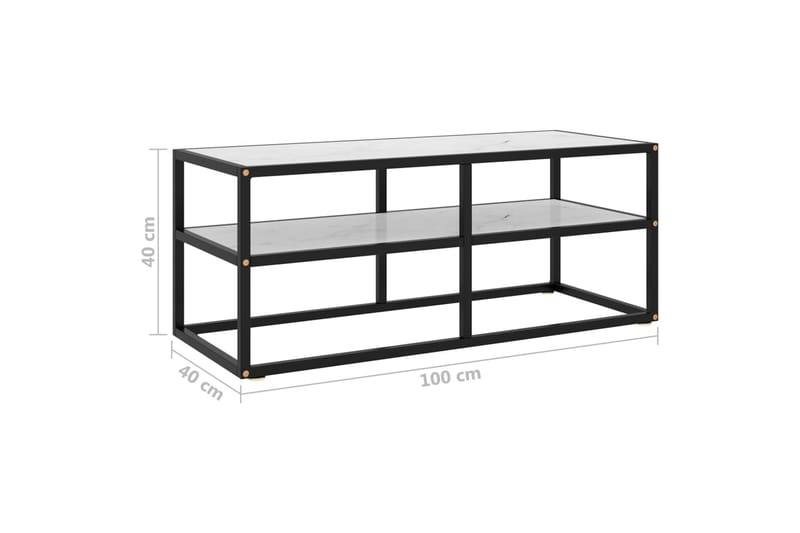 tv-skab 100x40x40 cm hvidt marmorglas sort - Sort - Møbler - TV borde & mediemøbler - TV-borde