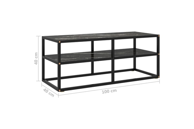Tv-Skab 100x40x40 cm Marmorglas Sort - Sort - Møbler - TV borde & mediemøbler - TV-borde