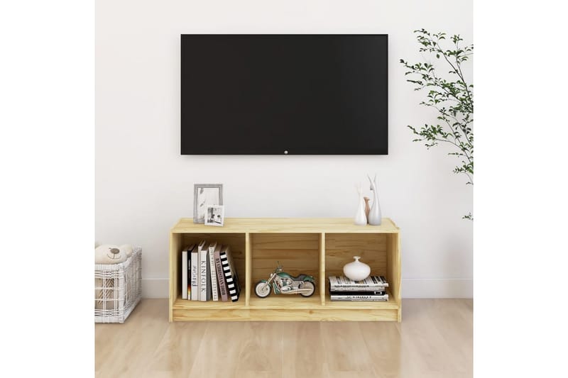 tv-skab 104x33x41 cm massivt fyrretræ - Brun - TV-borde