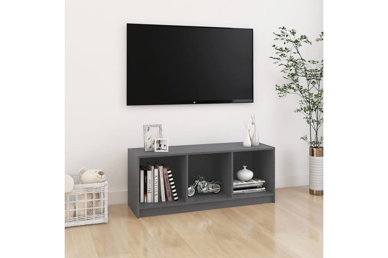 tv-skab 104x33x41 cm massivt fyrretræ grå - Grå - TV-borde