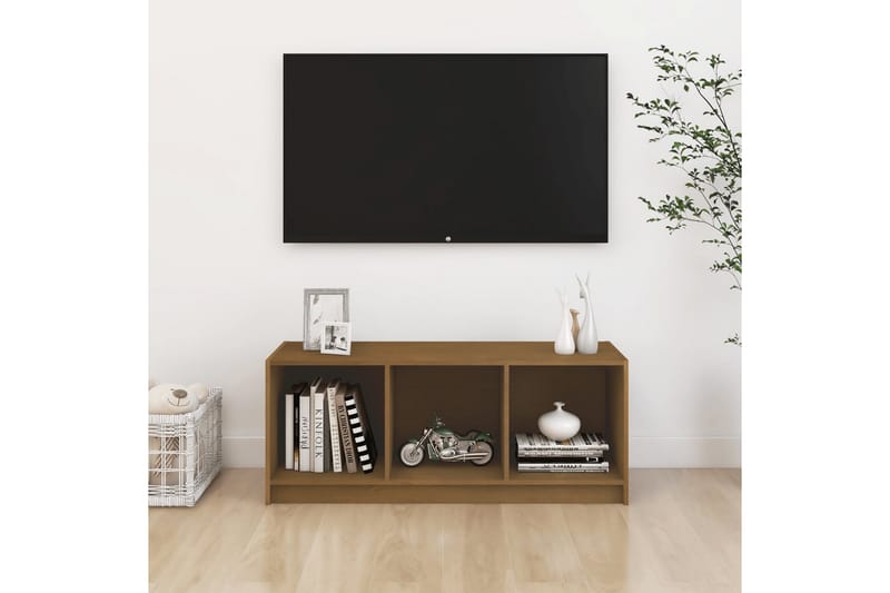 tv-skab 104x33x41 cm massivt fyrretræ gyldenbrun - Brun - Møbler - TV borde & mediemøbler - TV-borde