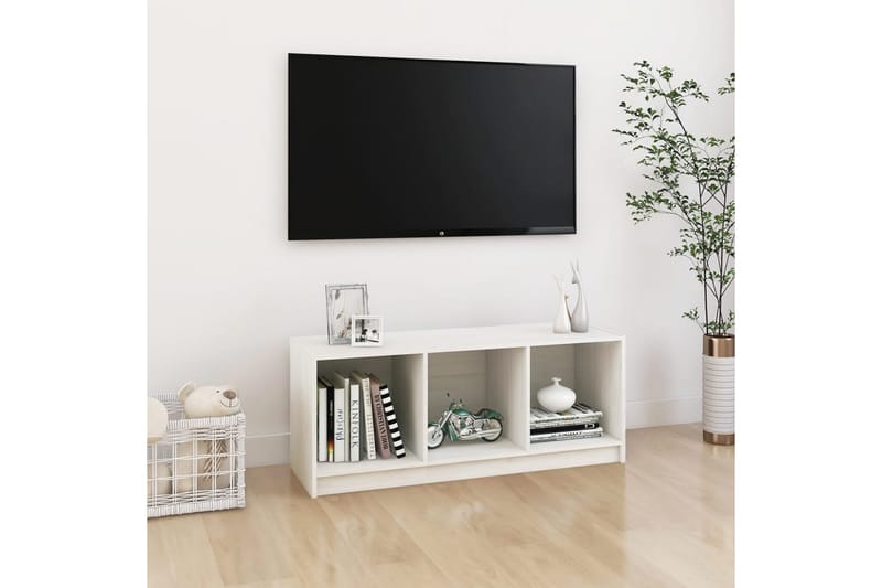 tv-skab 104x33x41 cm massivt fyrretræ hvid - Hvid - TV-borde