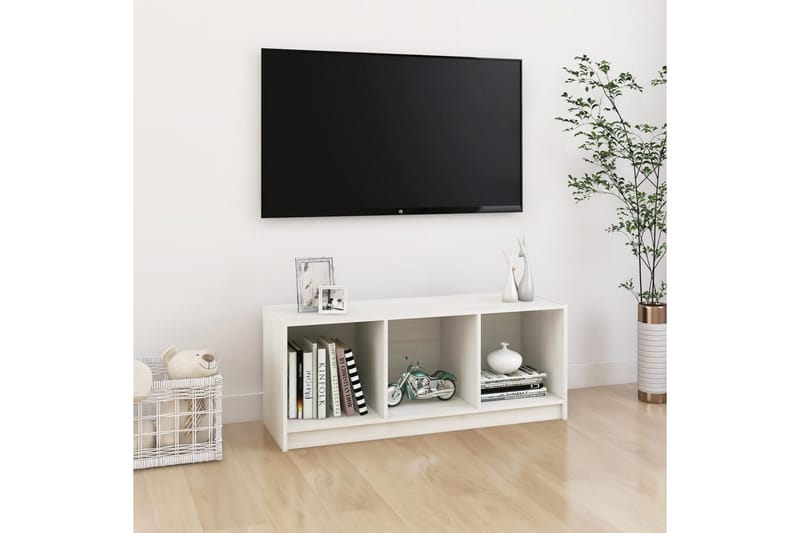 tv-skab 104x33x41 cm massivt fyrretræ hvid - Hvid - Møbler - TV borde & mediemøbler - TV-borde