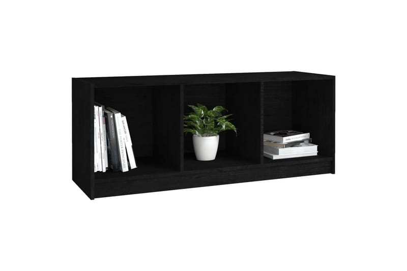 tv-skab 104x33x41 cm massivt fyrretræ sort - Sort - TV-borde