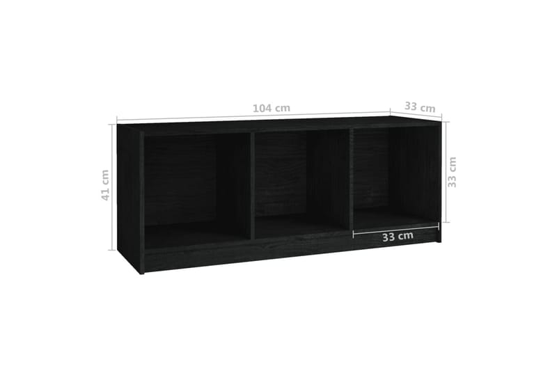 tv-skab 104x33x41 cm massivt fyrretræ sort - Sort - TV-borde