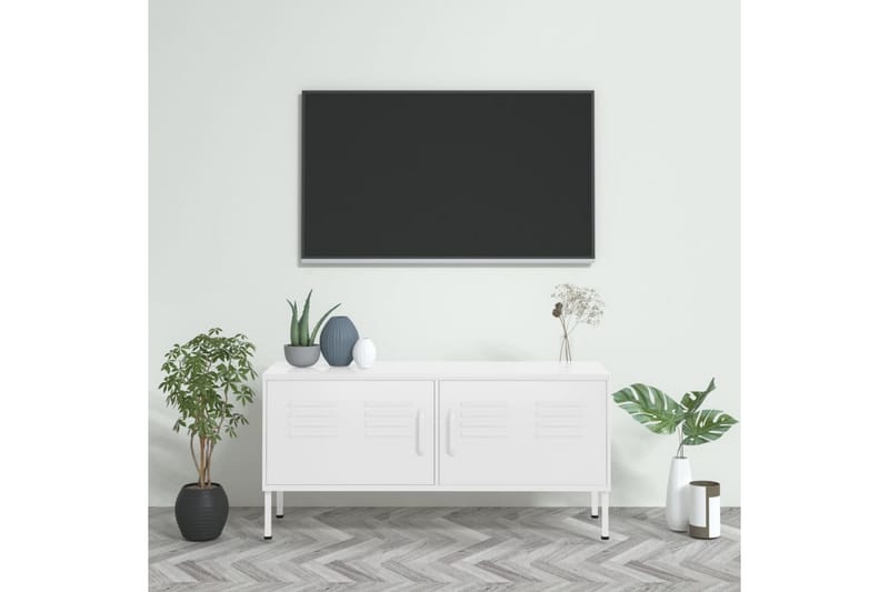 tv-skab 105x35x50 cm stål Hvid - Hvid - TV-borde