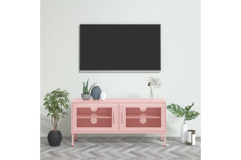 tv-skab 105x35x50 cm stål Lyserød - Lyserød - Møbler - TV borde & mediemøbler - TV-borde
