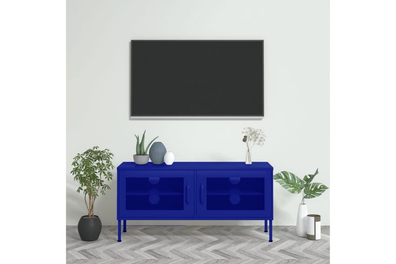 tv-skab 105x35x50 cm stål Marineblå - Blå - TV-borde
