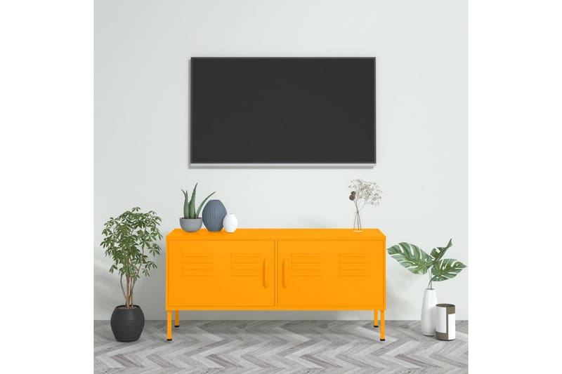 tv-skab 105x35x50 cm stål  Sennepsgul - Gul - Møbler - TV borde & mediemøbler - TV-borde
