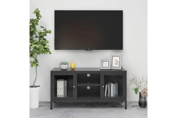 tv-skab 105x35x52 cm stål og glas antracitgrå - Antracit - Møbler - TV borde & mediemøbler - TV-borde