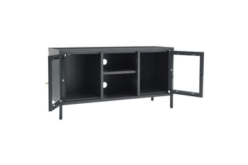 tv-skab 105x35x52 cm stål og glas antracitgrå - Antracit - Møbler - TV borde & mediemøbler - TV-borde