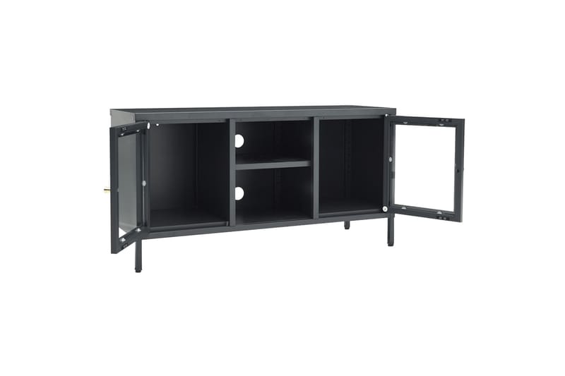 tv-skab 105x35x52 cm stål og glas antracitgrå - Antracit - Møbler - TV borde & mediemøbler - TV-borde