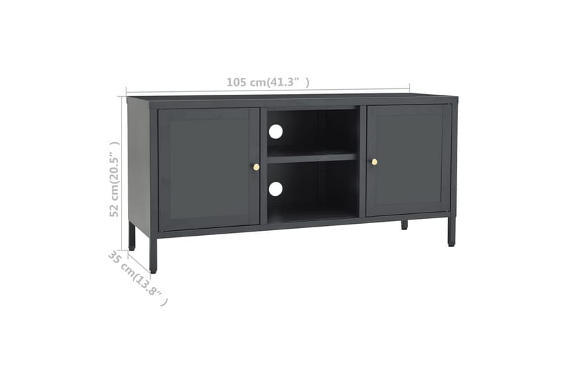 tv-skab 105x35x52 cm stål og glas antracitgrå - Antracit - Møbler - TV borde & mediemøbler - TV-borde