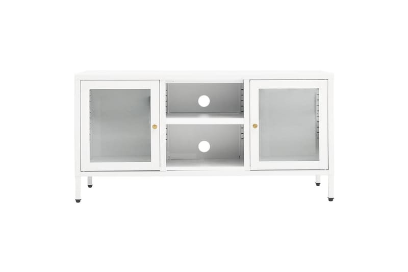 tv-skab 105x35x52 cm stål og glas hvid - Hvid - Møbler - TV borde & mediemøbler - TV-borde