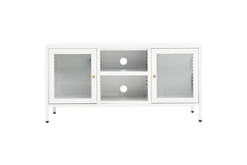 tv-skab 105x35x52 cm stål og glas hvid - Hvid - TV-borde