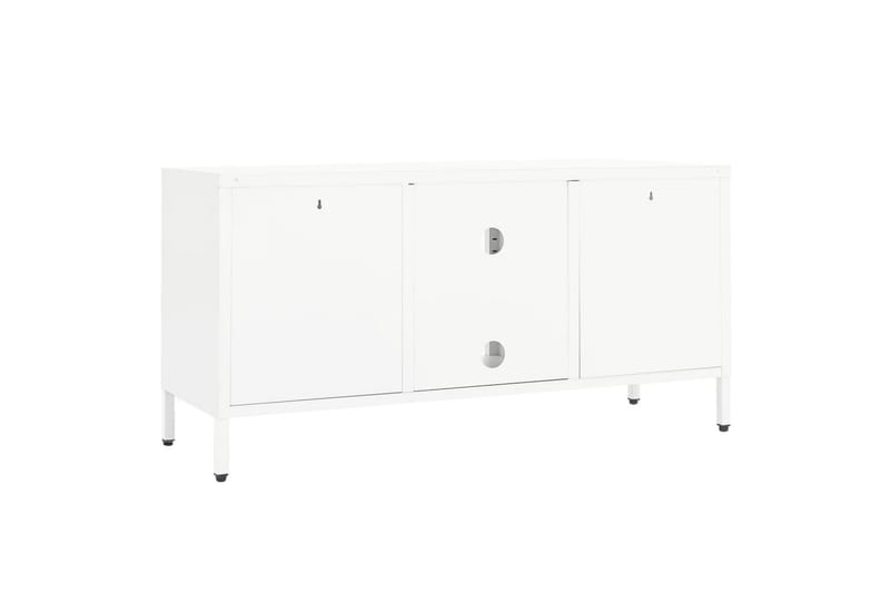 tv-skab 105x35x52 cm stål og glas hvid - Hvid - TV-borde