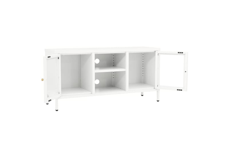 tv-skab 105x35x52 cm stål og glas hvid - Hvid - TV-borde