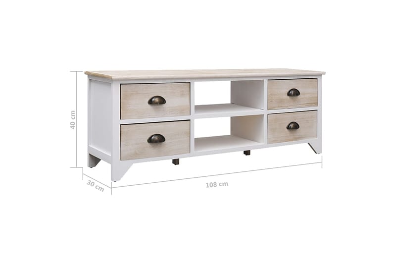 tv-skab 108x30x40 cm massivt kejsertræ - Brun - TV-borde