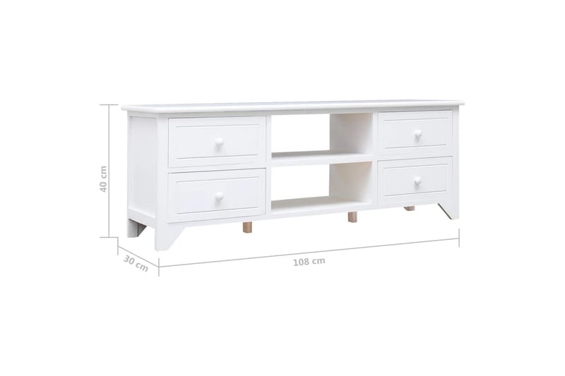 tv-skab 108x30x40 cm massivt kejsertræ hvid - Hvid - TV-borde