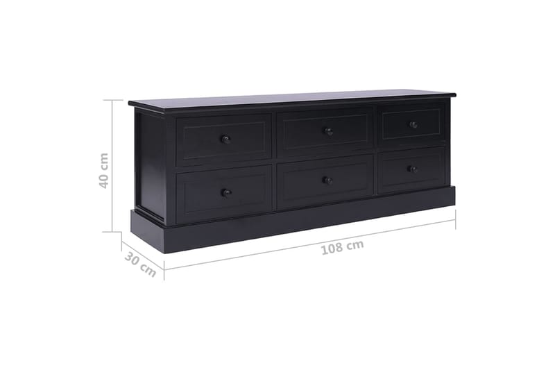tv-skab 108x30x40 cm massivt kejsertræ sort - Sort - Møbler - TV borde & mediemøbler - TV-borde