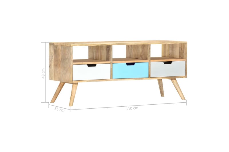 tv-skab 110 x 35 x 48 cm massivt mangotræ - Brun - TV-borde